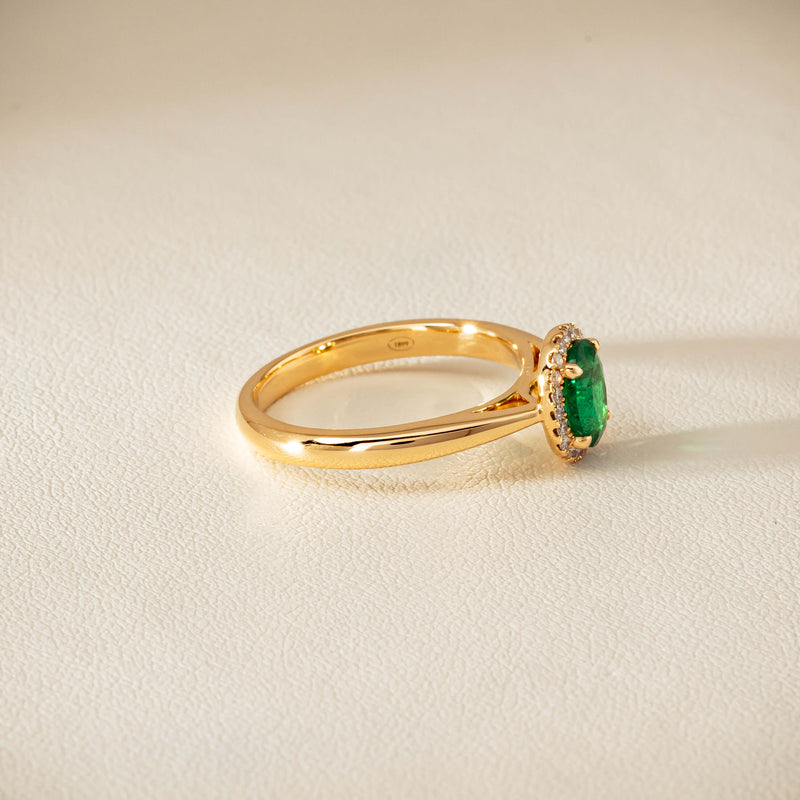 18ct Yellow Gold .78ct Emerald & Diamond Nina Ring