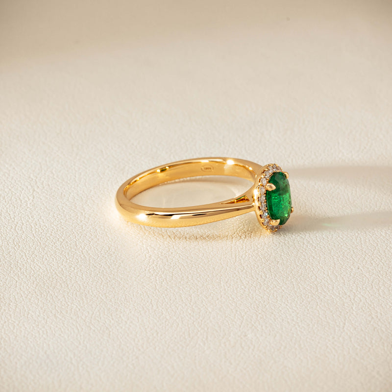 18ct Yellow Gold .78ct Emerald & Diamond Nina Ring