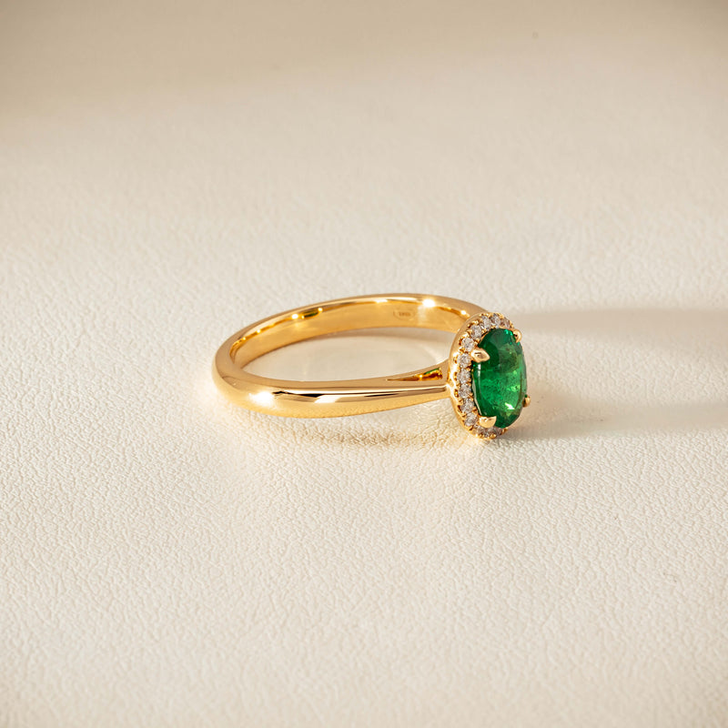 18ct Yellow Gold .78ct Emerald & Diamond Nina Ring