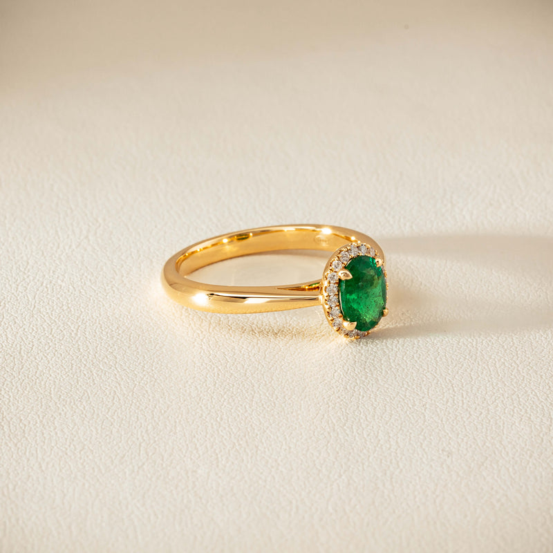 18ct Yellow Gold .78ct Emerald & Diamond Nina Ring