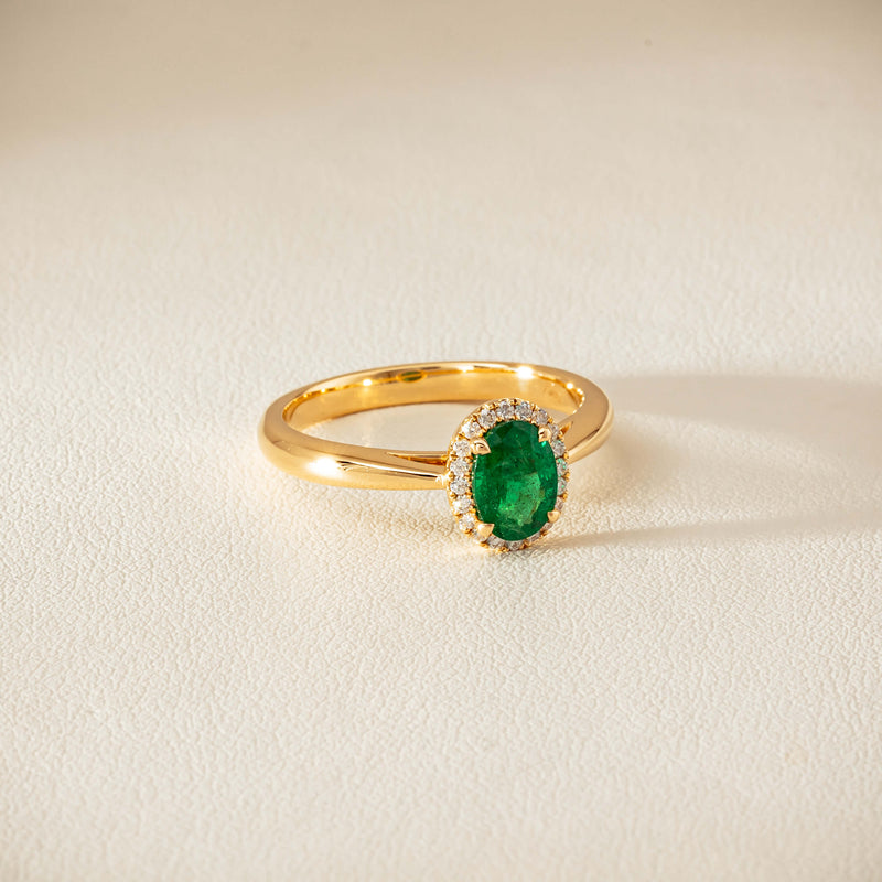 18ct Yellow Gold .78ct Emerald & Diamond Nina Ring