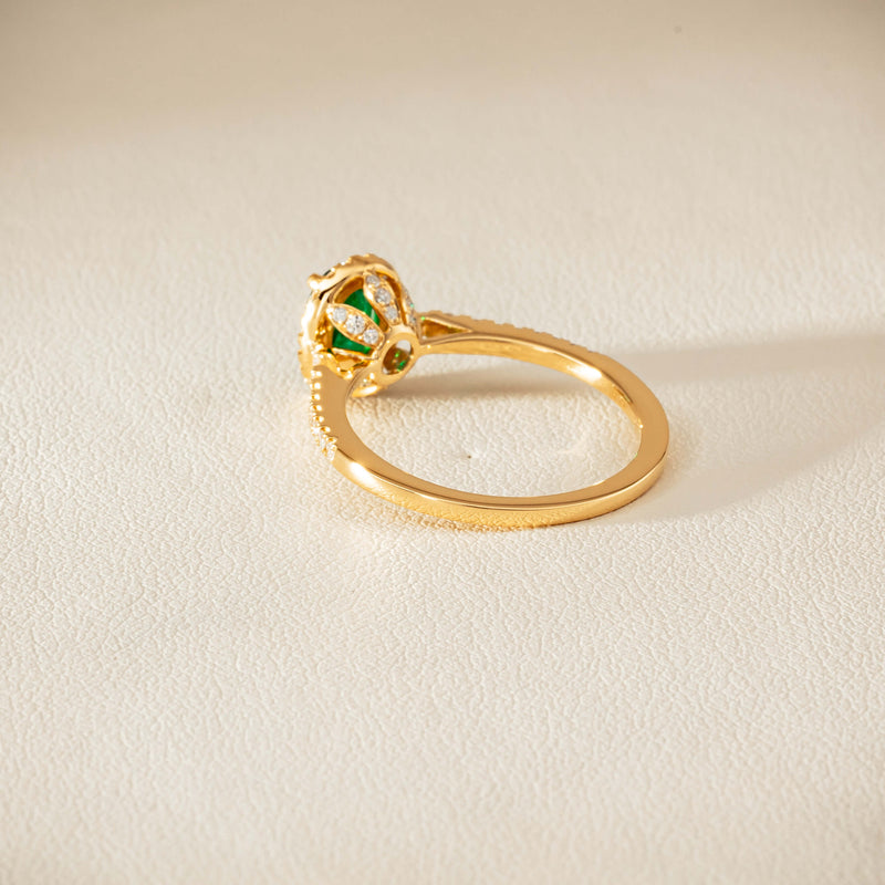 18ct Yellow Gold .72ct Emerald Diamond Mini Sierra Ring