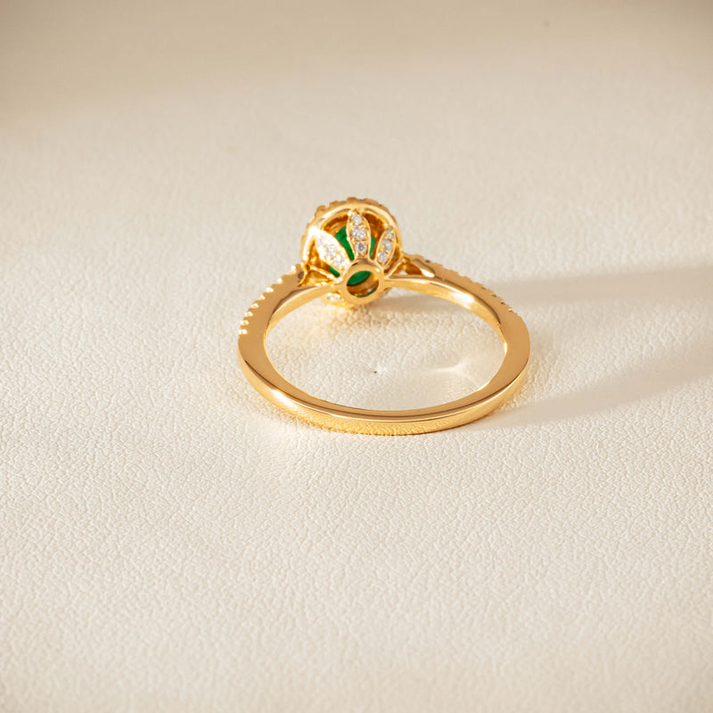 18ct Yellow Gold .72ct Emerald Diamond Mini Sierra Ring