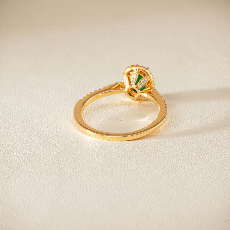 18ct Yellow Gold .72ct Emerald Diamond Mini Sierra Ring