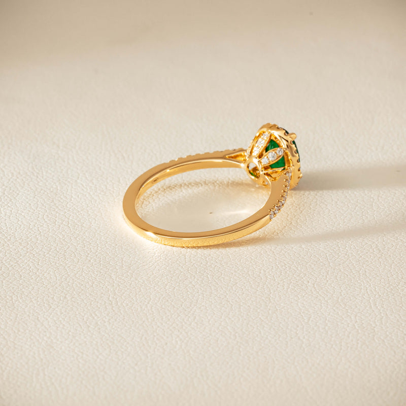 18ct Yellow Gold .72ct Emerald Diamond Mini Sierra Ring