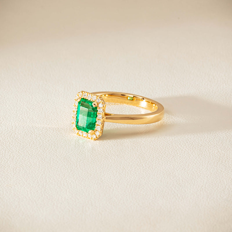18ct Yellow Gold 1.38ct Emerald & Diamond Nina Ring