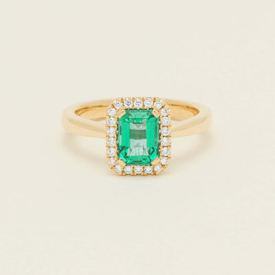 18ct Yellow Gold 1.38ct Emerald & Diamond Nina Ring