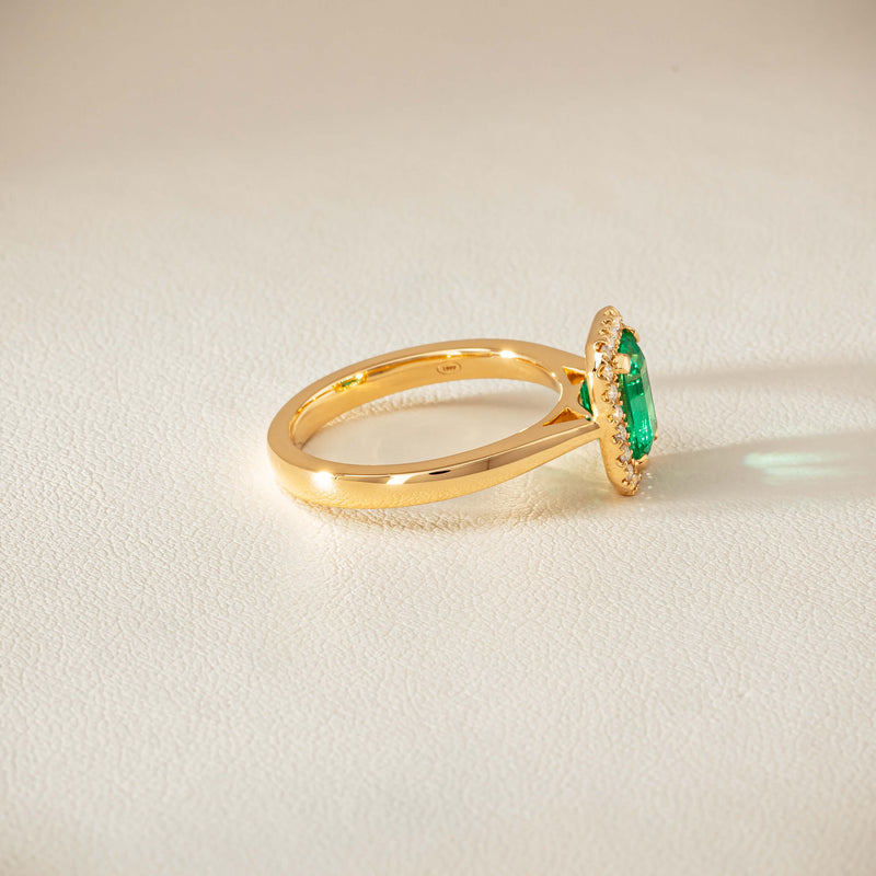 18ct Yellow Gold 1.38ct Emerald & Diamond Nina Ring