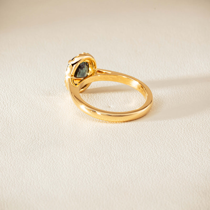 18ct Yellow Gold 2.37ct Green Sapphire & Diamond Nina Ring