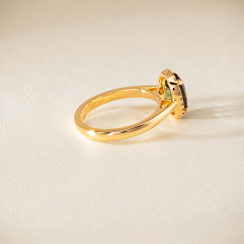 18ct Yellow Gold 2.37ct Green Sapphire & Diamond Nina Ring