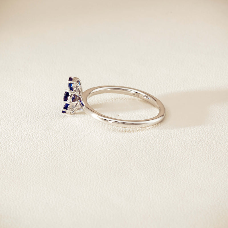 18ct White Gold Sapphire & Diamond Forget-Me-Not Ring