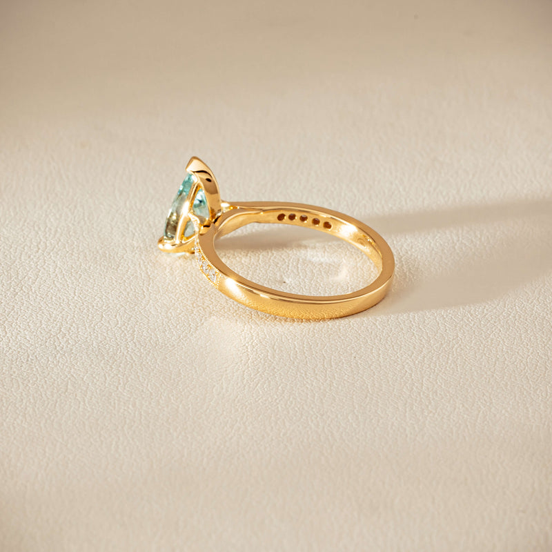 18ct Yellow Gold 1.78ct Aquamarine & Diamond Zenith Ring - Ring - Walker & Hall