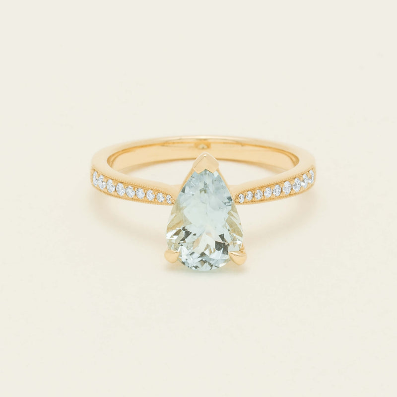 18ct Yellow Gold 1.78ct Aquamarine & Diamond Zenith Ring - Ring - Walker & Hall