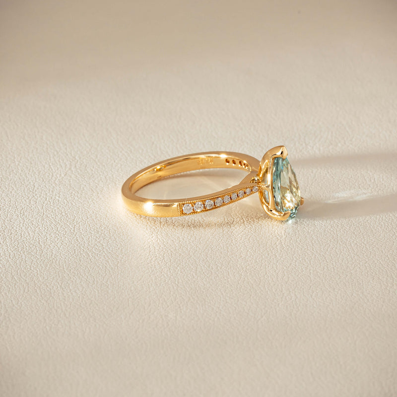 18ct Yellow Gold 1.78ct Aquamarine & Diamond Zenith Ring - Ring - Walker & Hall