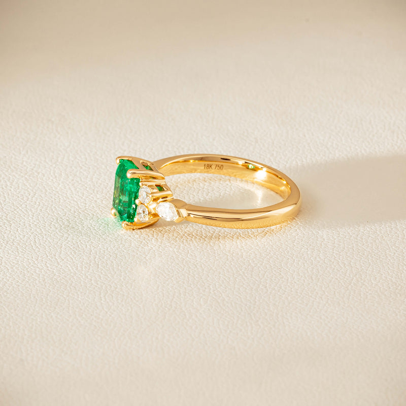 18ct Yellow Gold 1.44ct Emerald & Diamond Oriana Ring - Ring - Walker & Hall