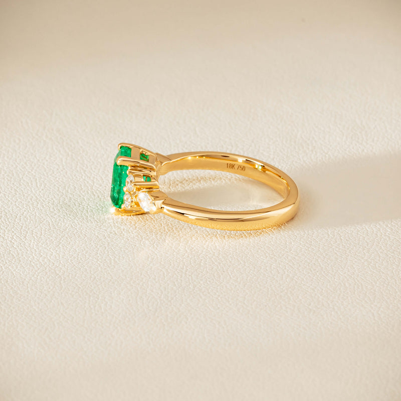 18ct Yellow Gold 1.44ct Emerald & Diamond Oriana Ring - Ring - Walker & Hall