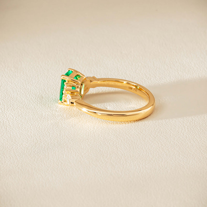 18ct Yellow Gold 1.44ct Emerald & Diamond Oriana Ring - Ring - Walker & Hall