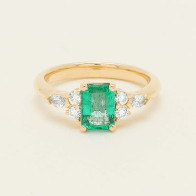 18ct Yellow Gold 1.44ct Emerald & Diamond Oriana Ring - Ring - Walker & Hall