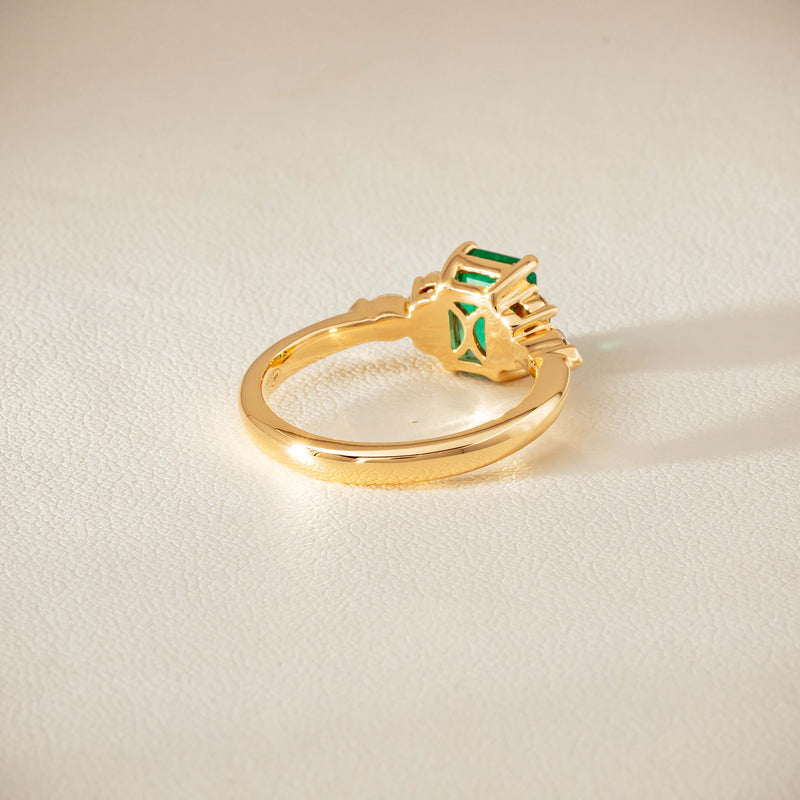 18ct Yellow Gold 1.44ct Emerald & Diamond Oriana Ring - Ring - Walker & Hall