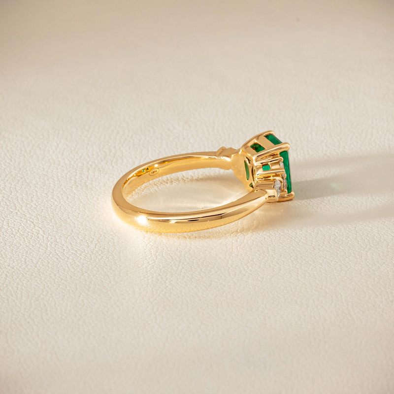 18ct Yellow Gold 1.44ct Emerald & Diamond Oriana Ring - Ring - Walker & Hall