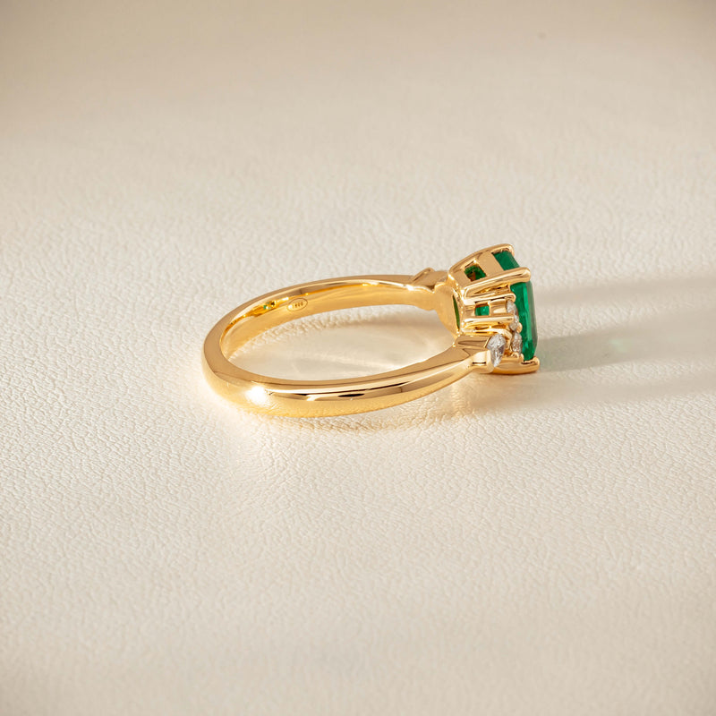 18ct Yellow Gold 1.44ct Emerald & Diamond Oriana Ring - Ring - Walker & Hall