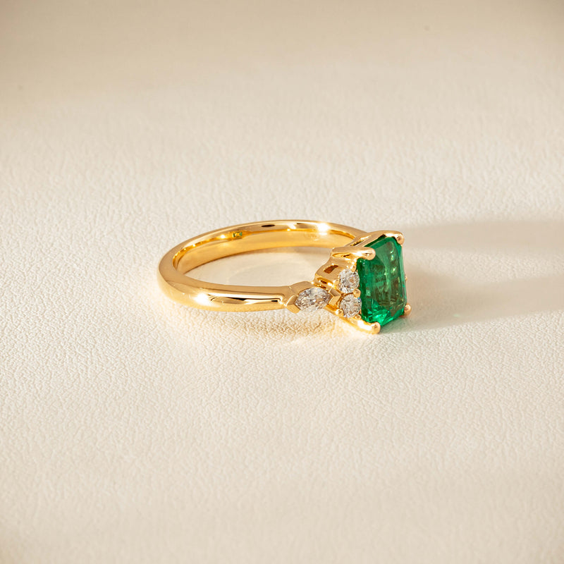 18ct Yellow Gold 1.44ct Emerald & Diamond Oriana Ring - Ring - Walker & Hall