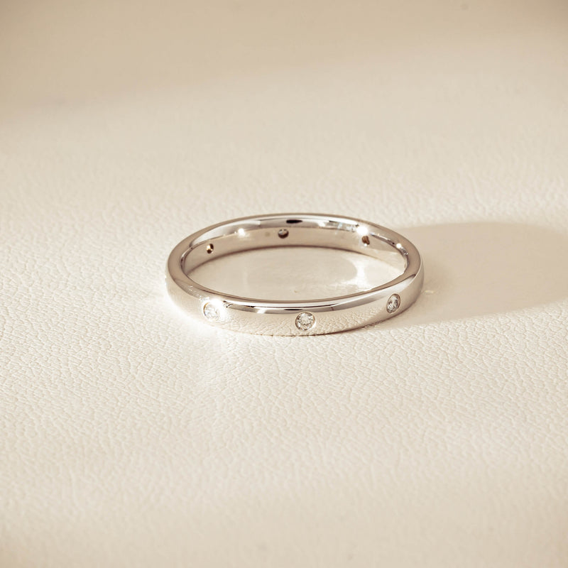 18ct White Gold .08ct Diamond Lucky Band - Ring - Walker & Hall