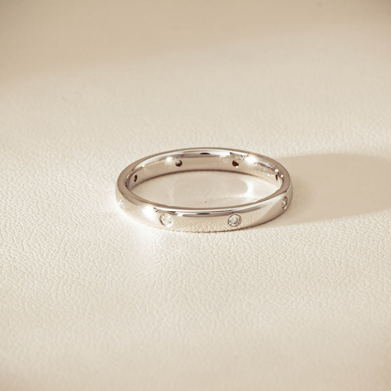 18ct White Gold .08ct Diamond Lucky Band - Ring - Walker & Hall