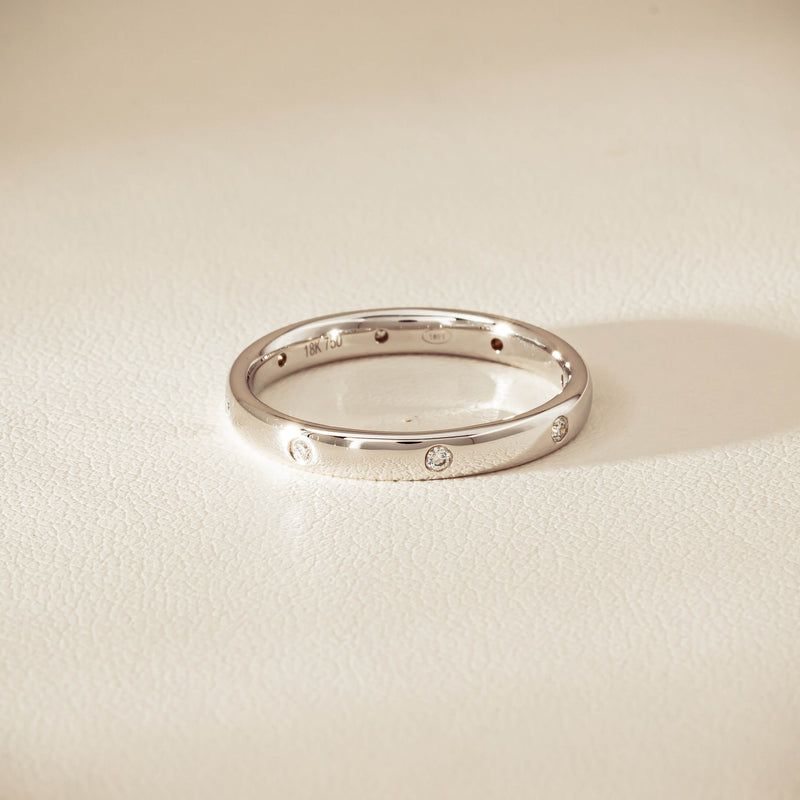18ct White Gold .08ct Diamond Lucky Band - Ring - Walker & Hall