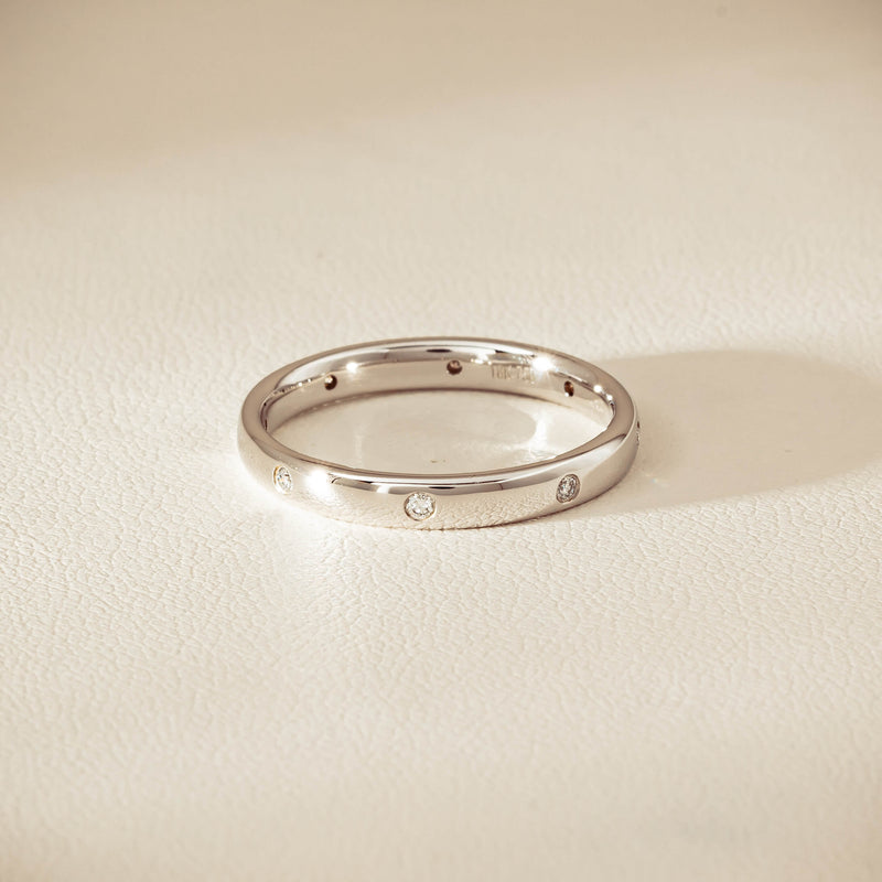 18ct White Gold .08ct Diamond Lucky Band - Ring - Walker & Hall