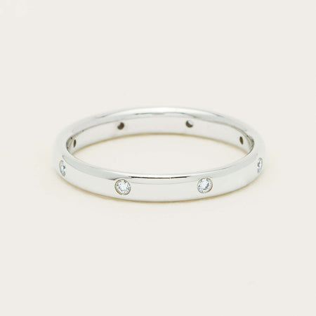 18ct White Gold .08ct Diamond Lucky Band - Ring - Walker & Hall