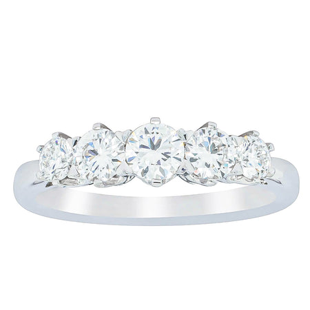 18ct White Gold .80ct Diamond Pentagon Ring-Ring-Walker & Hall