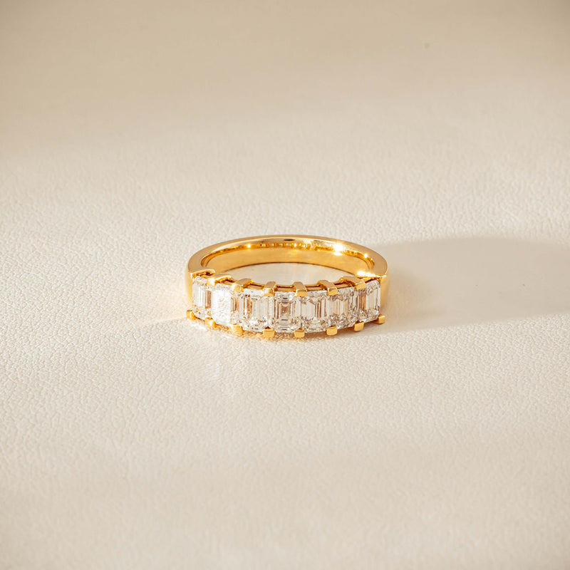 18ct Yellow Gold Emerald Cut Diamond Asra Ring - Ring - Walker & Hall