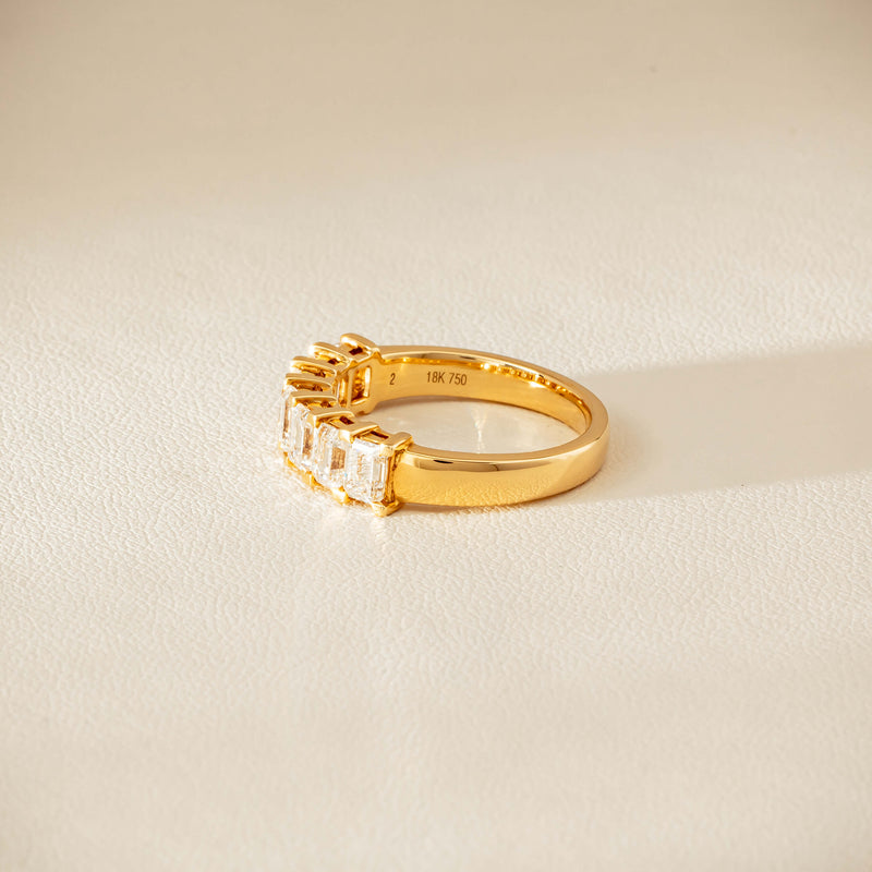 18ct Yellow Gold Emerald Cut Diamond Asra Ring - Ring - Walker & Hall