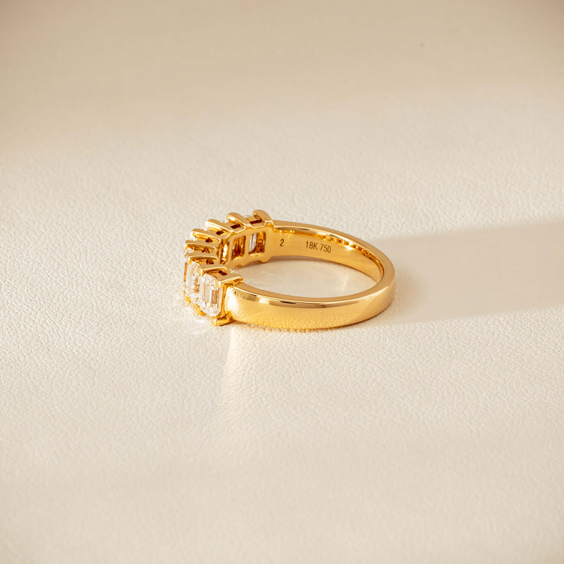 18ct Yellow Gold Emerald Cut Diamond Asra Ring - Ring - Walker & Hall