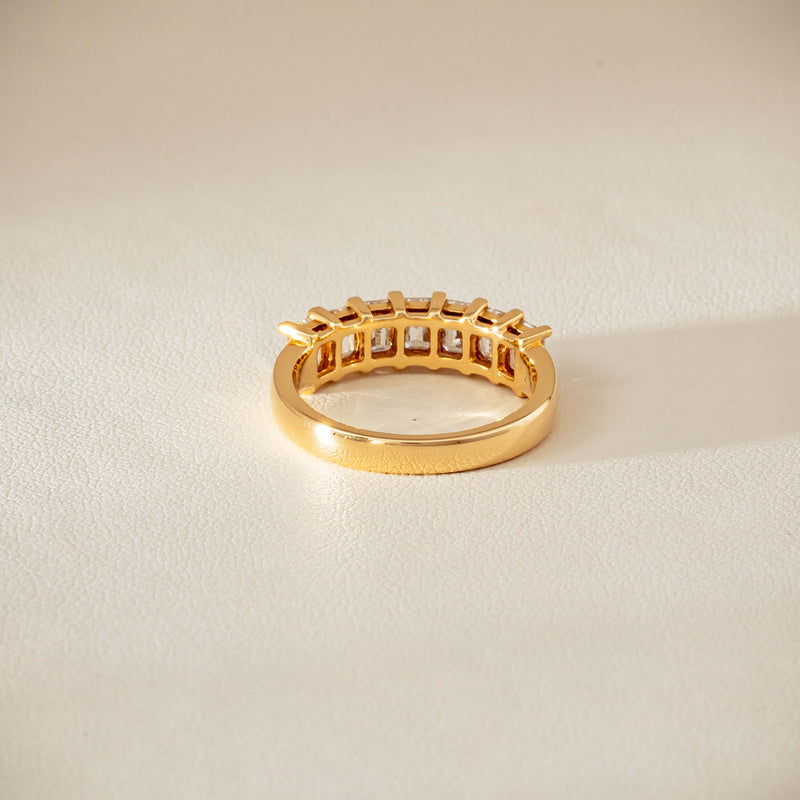 18ct Yellow Gold Emerald Cut Diamond Asra Ring - Ring - Walker & Hall