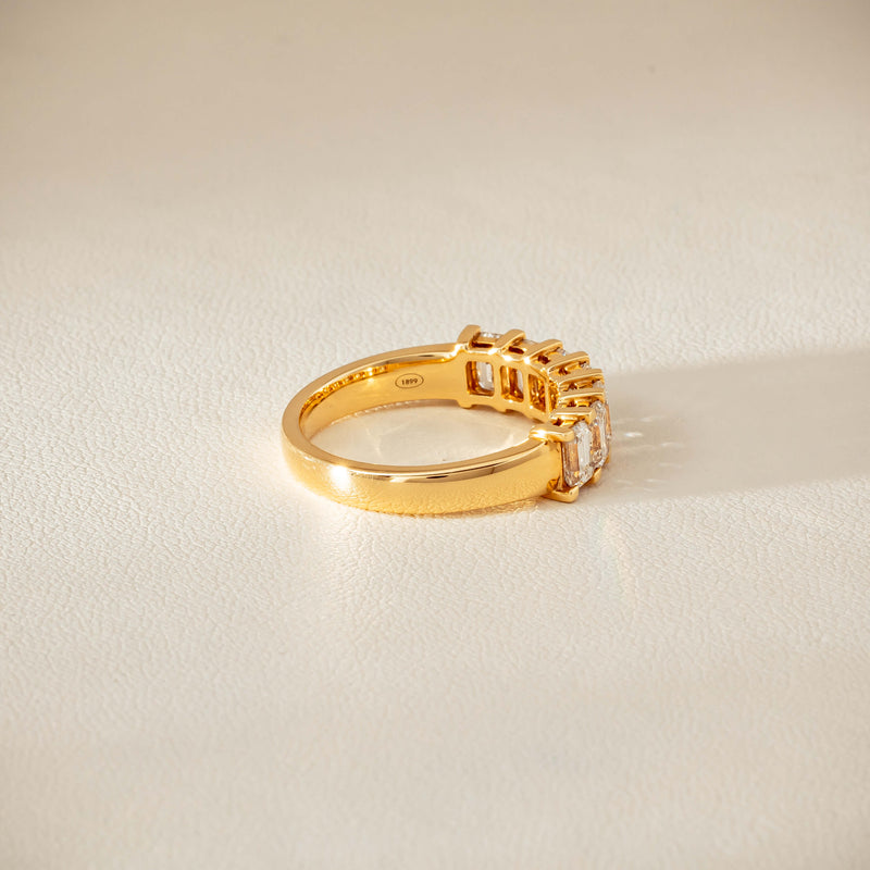 18ct Yellow Gold Emerald Cut Diamond Asra Ring - Ring - Walker & Hall
