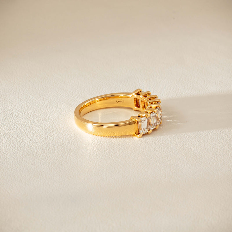 18ct Yellow Gold Emerald Cut Diamond Asra Ring - Ring - Walker & Hall