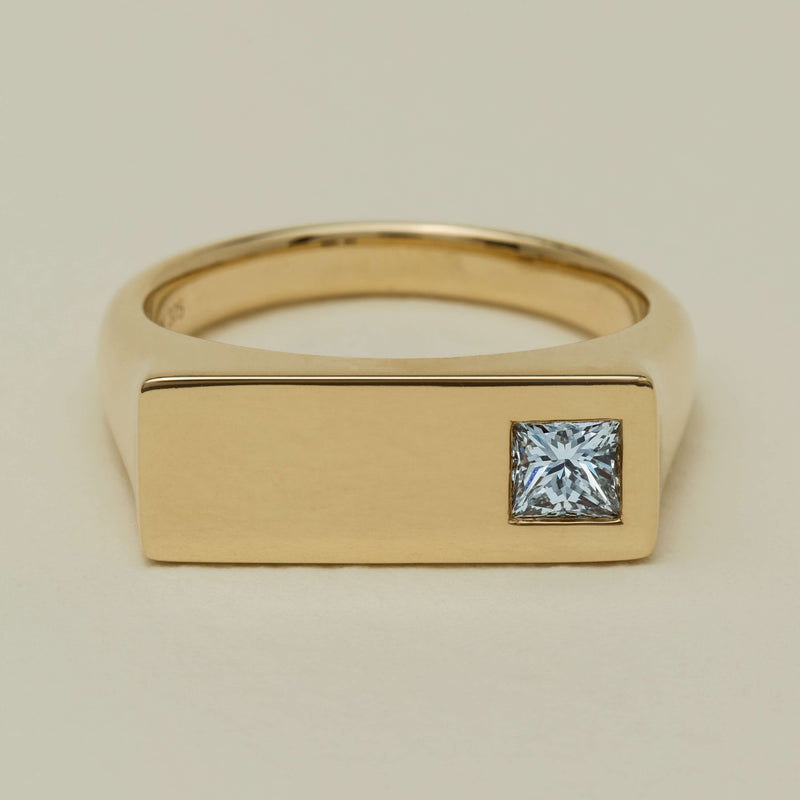 9ct Yellow Gold .55ct Diamond Mens Signet Ring - Ring - Walker & Hall