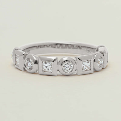 18ct White Gold .55ct Mixed Cut Diamond Fusion Band - Ring - Walker & Hall