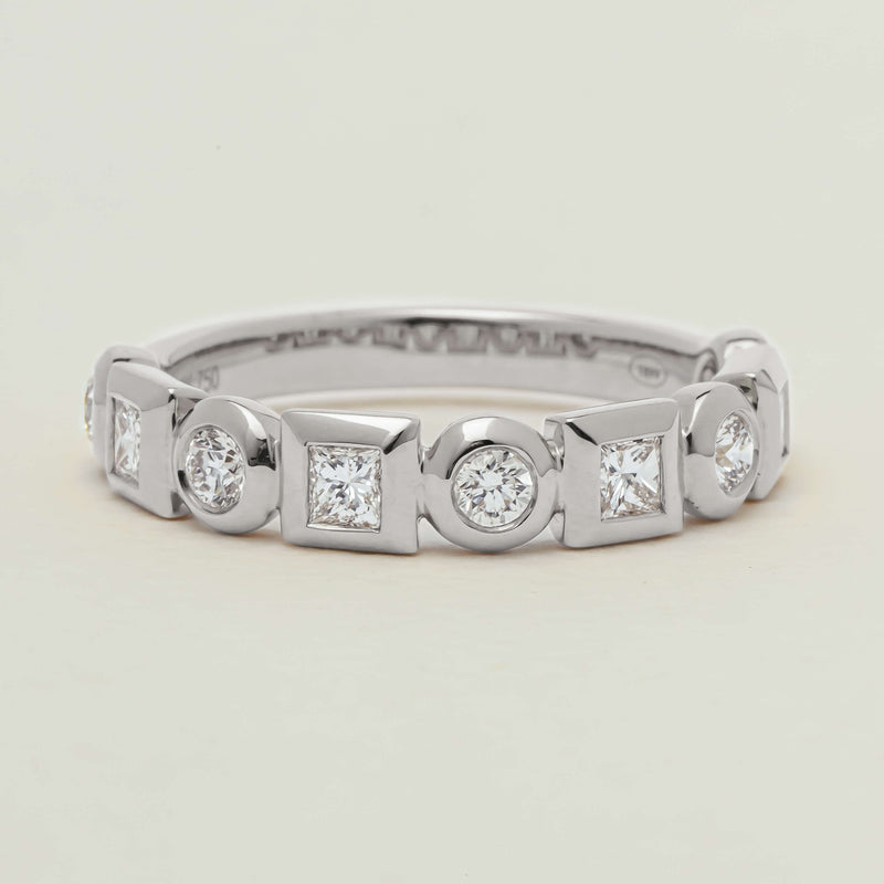 18ct White Gold .55ct Mixed Cut Diamond Fusion Band - Ring - Walker & Hall
