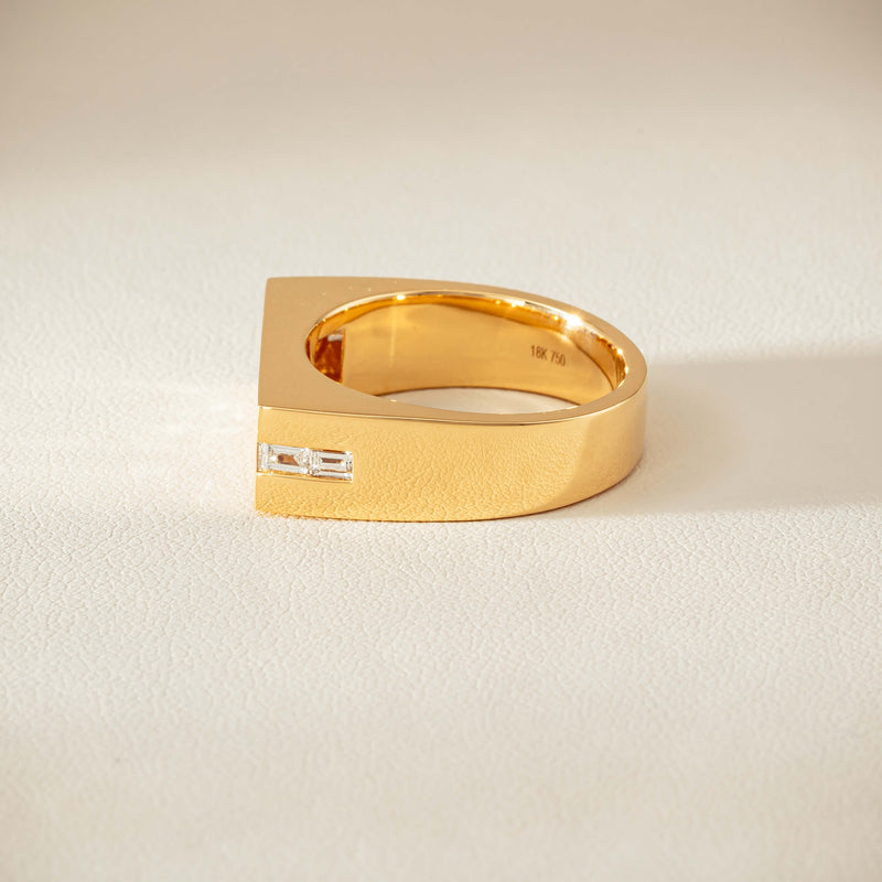 18ct Yellow Gold .50ct Princess Cut Diamond Mens Signet Ring - Ring - Walker & Hall