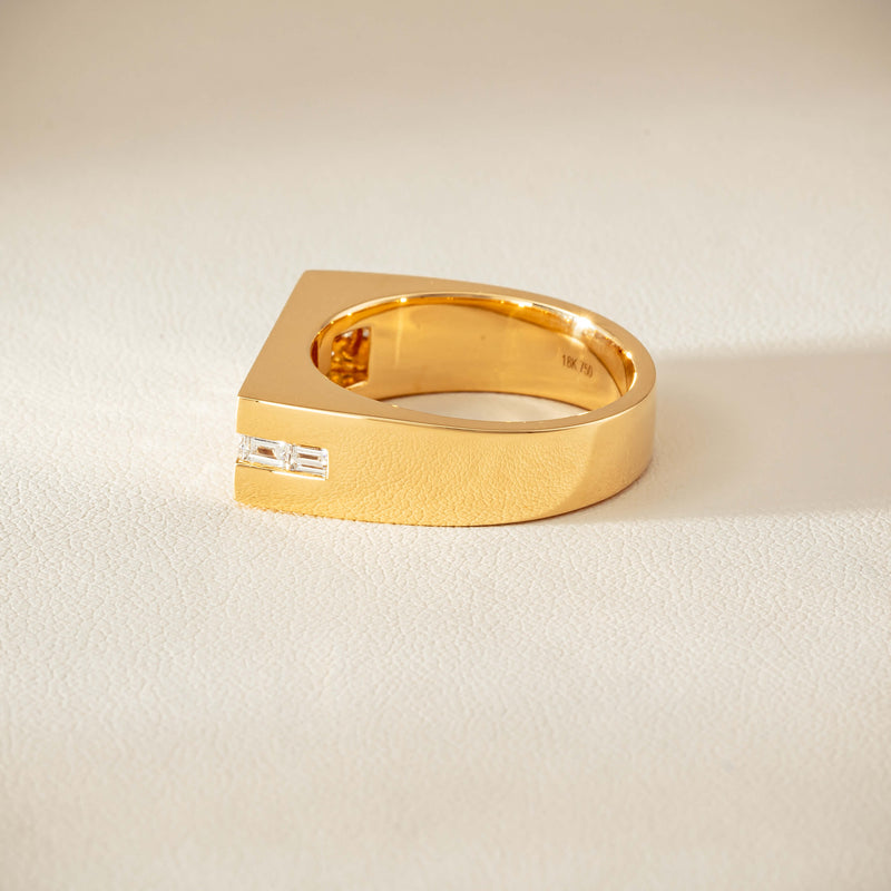 18ct Yellow Gold .50ct Princess Cut Diamond Mens Signet Ring - Ring - Walker & Hall