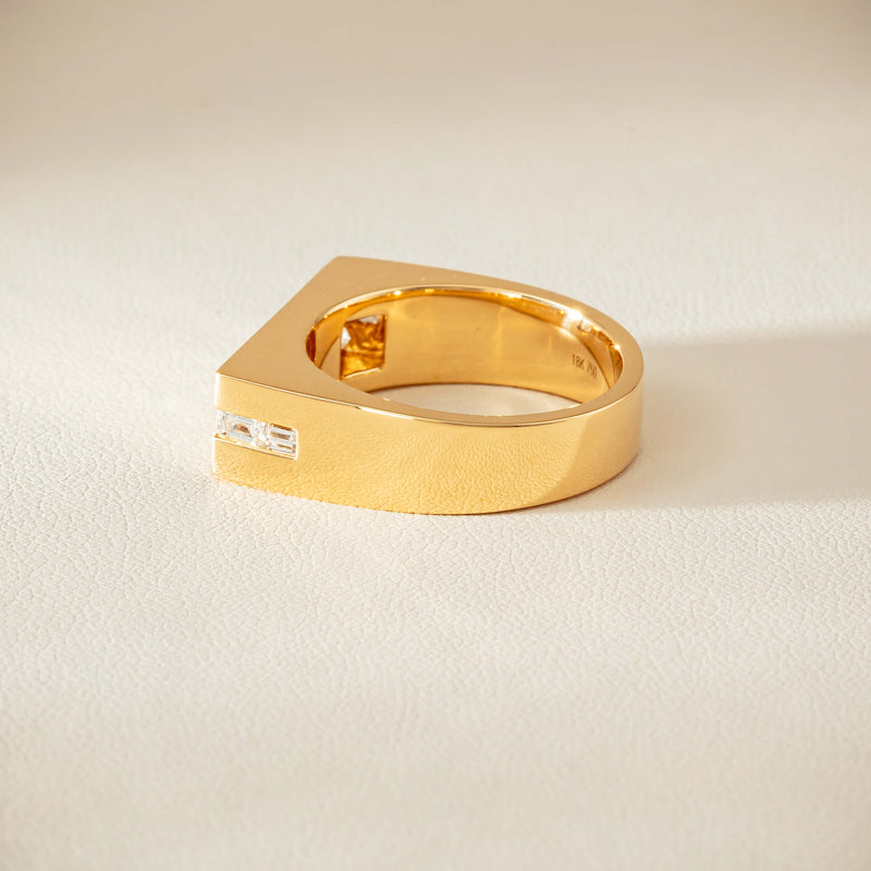 18ct Yellow Gold .50ct Princess Cut Diamond Mens Signet Ring - Ring - Walker & Hall