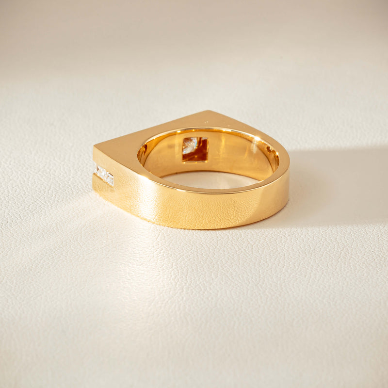 18ct Yellow Gold .50ct Princess Cut Diamond Mens Signet Ring - Ring - Walker & Hall