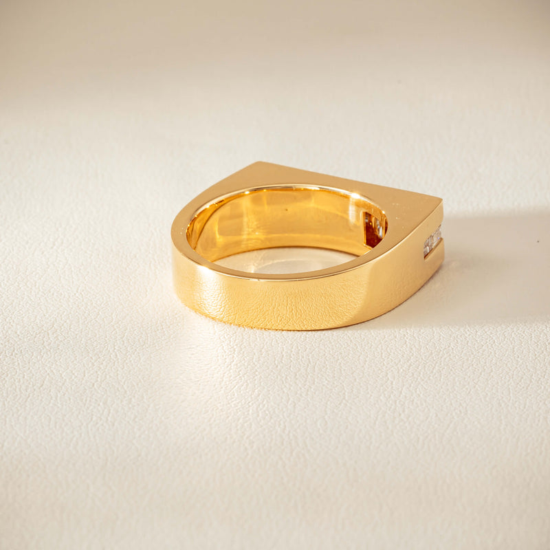 18ct Yellow Gold .50ct Princess Cut Diamond Mens Signet Ring - Ring - Walker & Hall