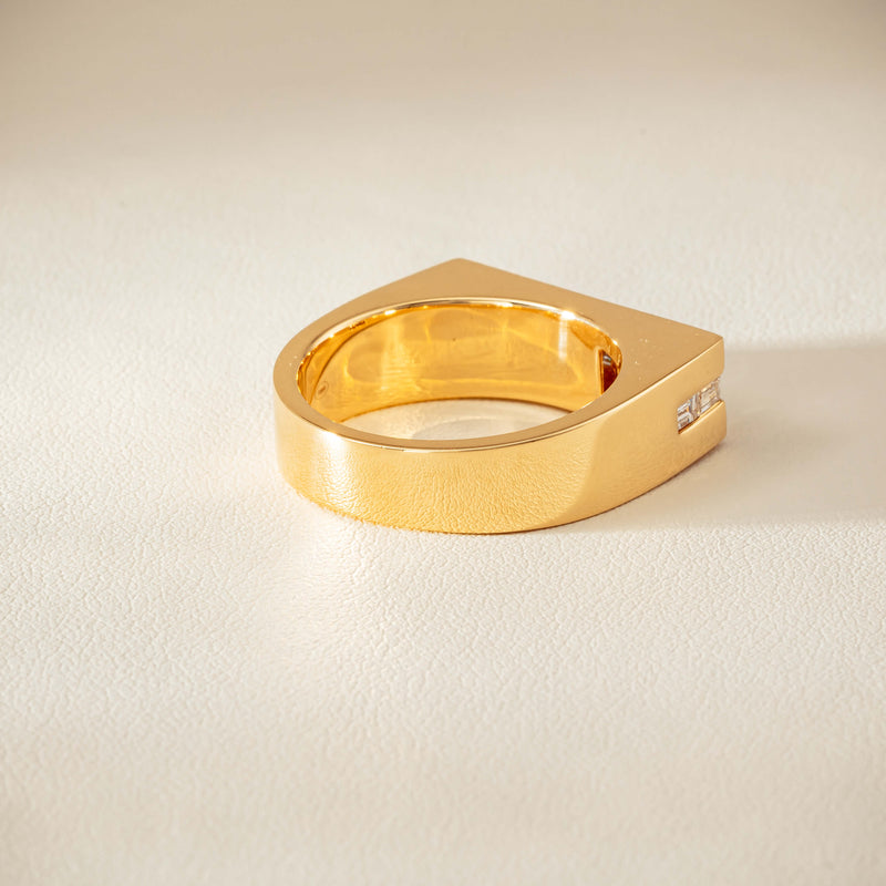 18ct Yellow Gold .50ct Princess Cut Diamond Mens Signet Ring - Ring - Walker & Hall