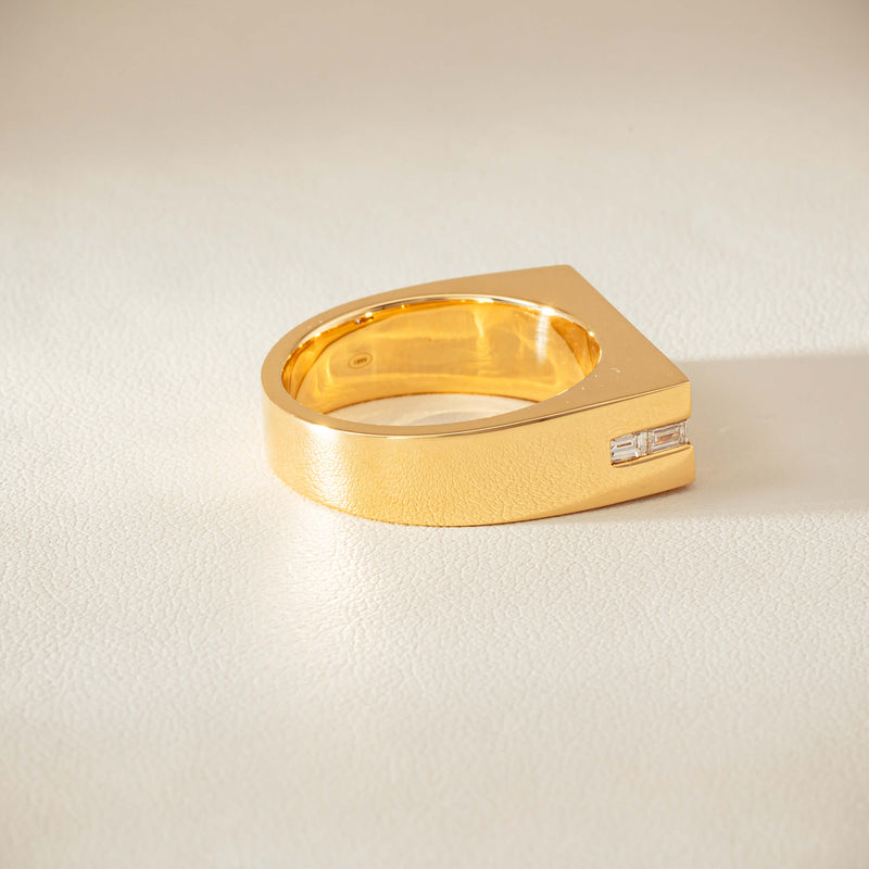 18ct Yellow Gold .50ct Princess Cut Diamond Mens Signet Ring - Ring - Walker & Hall