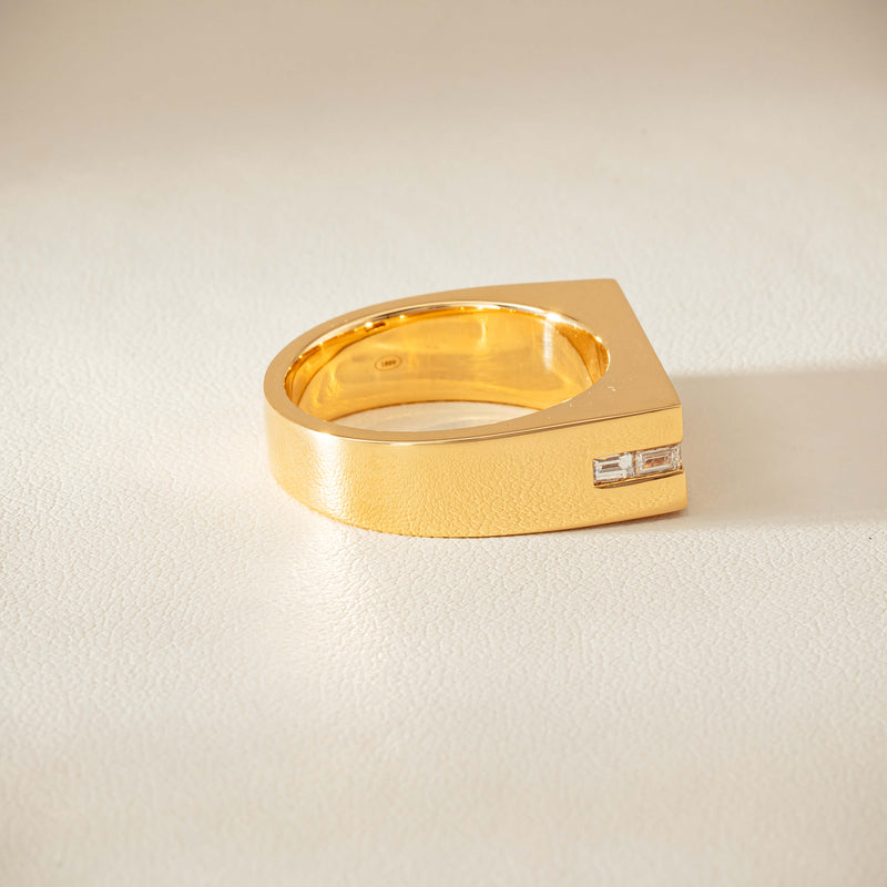 18ct Yellow Gold .50ct Princess Cut Diamond Mens Signet Ring - Ring - Walker & Hall