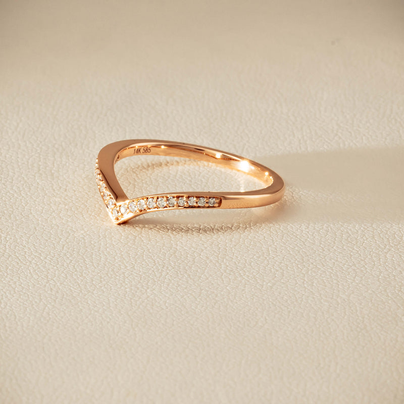 14ct Rose Gold Diamond Chevron Band